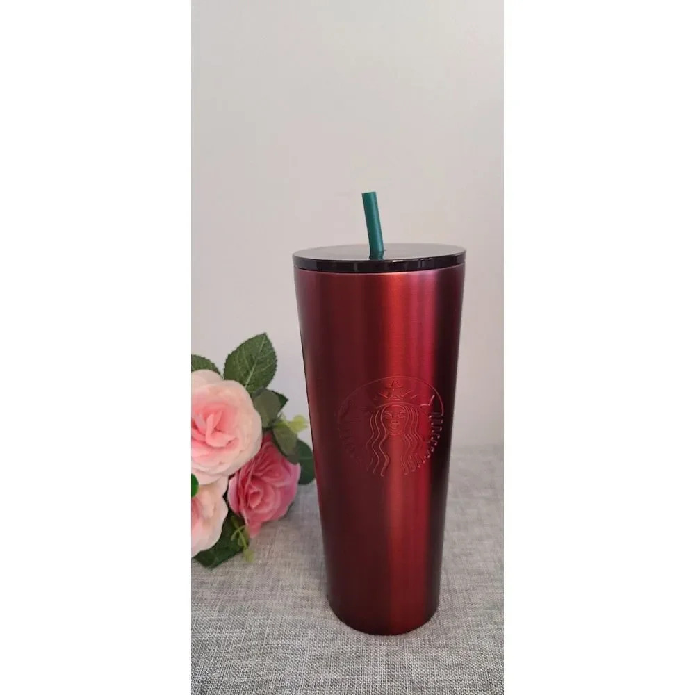 Starbucks 2018 Holiday Collection Crimson Red Stainless Steel Cold Cup 24oz‎